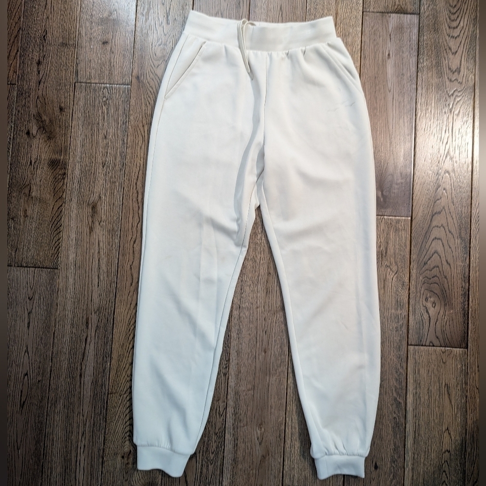 Lazypants premium luxe sueded double knit jogger pants in bone - Picture 4 of 9